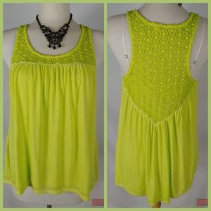 Black Swan hi low crocheted & lined tank top